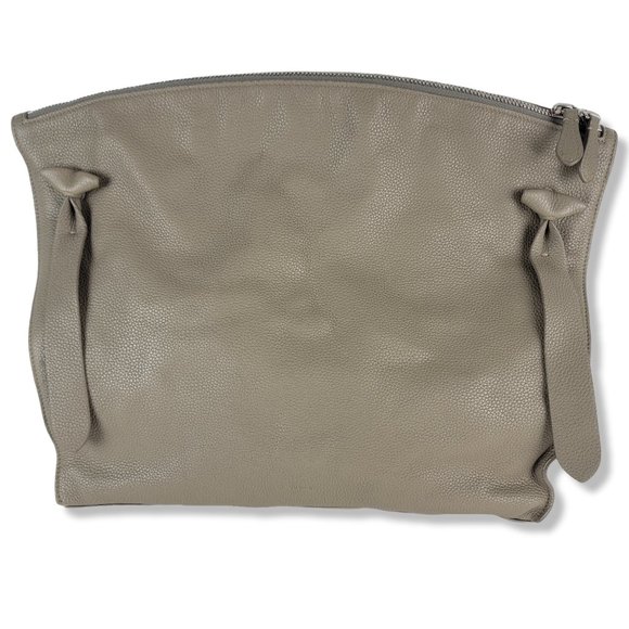 Jil Sander Hill Leather Tote Bag in Grey Beige